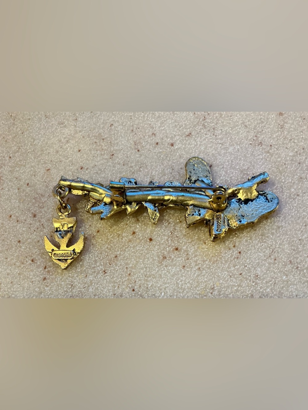 Gold-Tone Butterfly & Floral Chain Pin Brooch - Women's Accessories - Picture 2 of 3